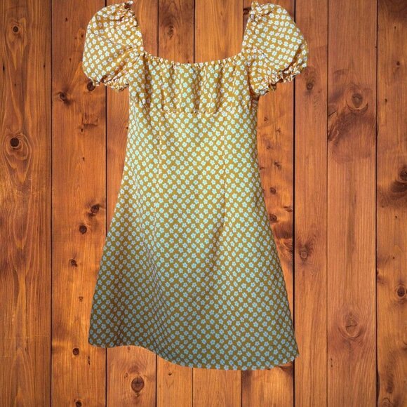 Divided H&M Women's XS Floral Short Puff Sleeve Button Front Mini Dress - Picture 5 of 5